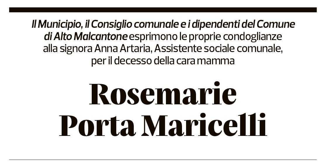 Annuncio funebre Rosemarie Porta Maricelli