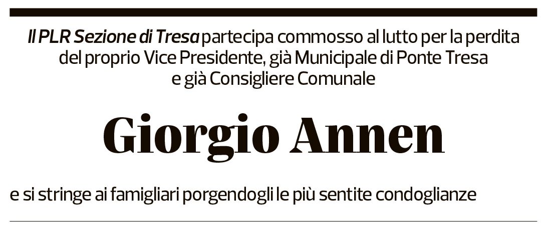 Annuncio funebre Giorgio Annen