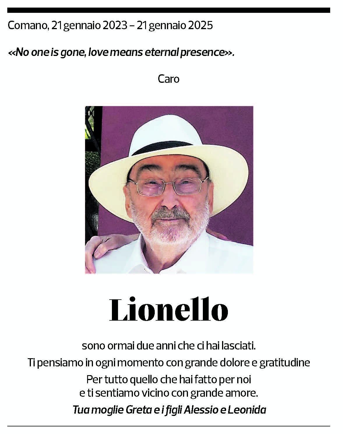 Annuncio funebre Lionello 