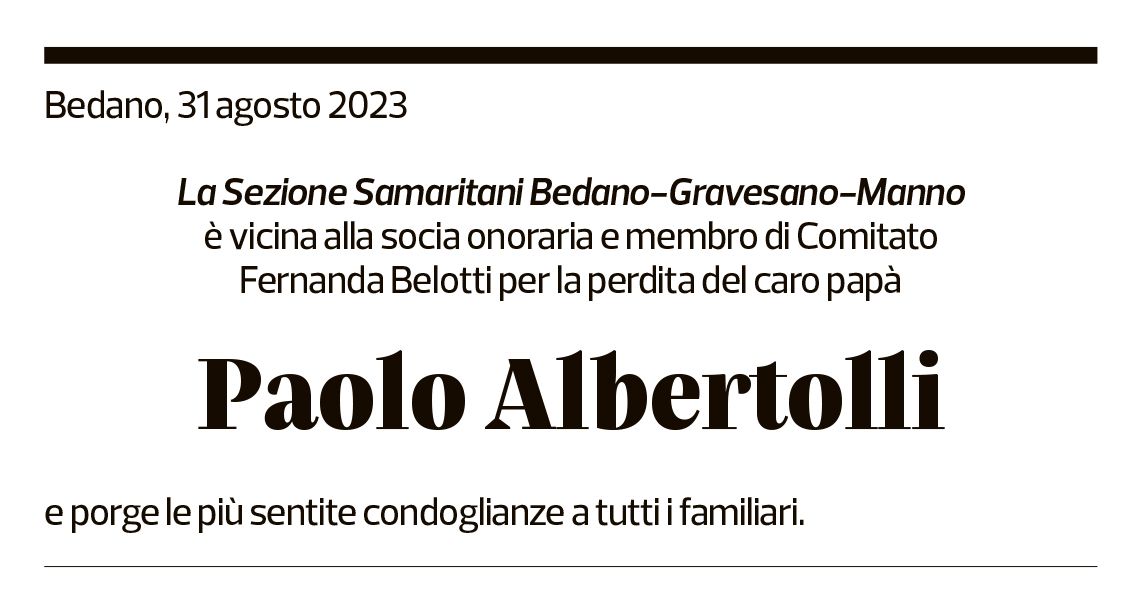 Annuncio funebre Paolo Albertolli