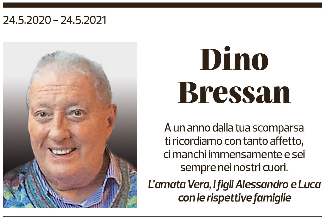 Annuncio funebre Dino Bressan