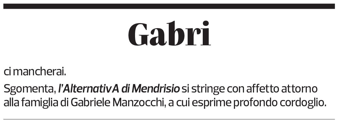 Annuncio funebre Gabriele Manzocchi