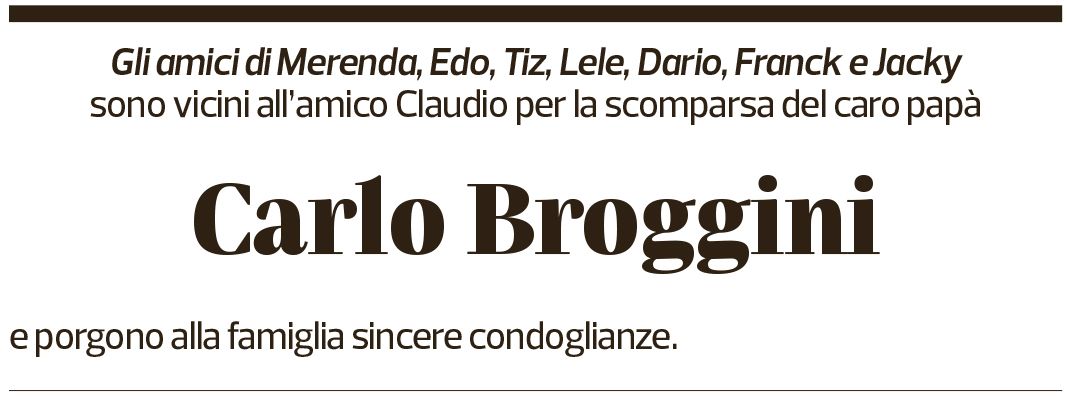 Annuncio funebre Carlo Broggini