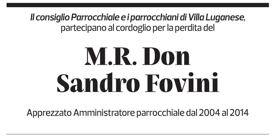 Annuncio funebre Sandro Fovini