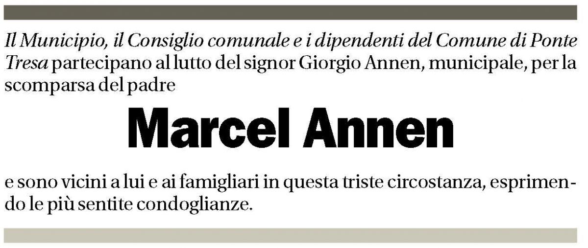 Annuncio funebre Marcel Annen