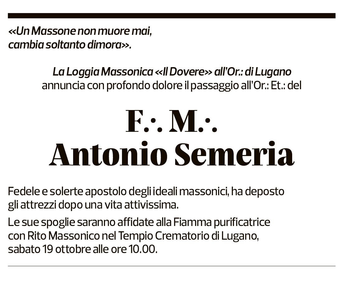 Annuncio funebre Antonio Maggio Semeria