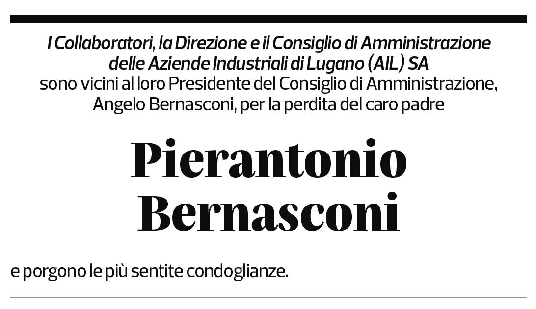 Annuncio funebre Pierantonio Bernasconi