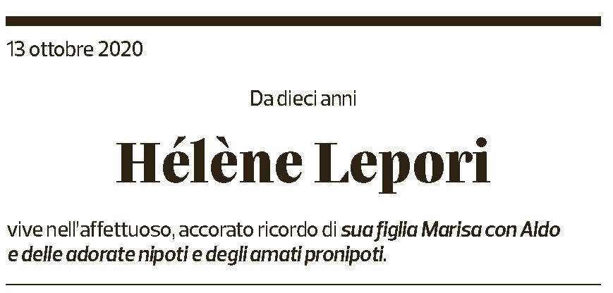 Annuncio funebre Hélène Lepori