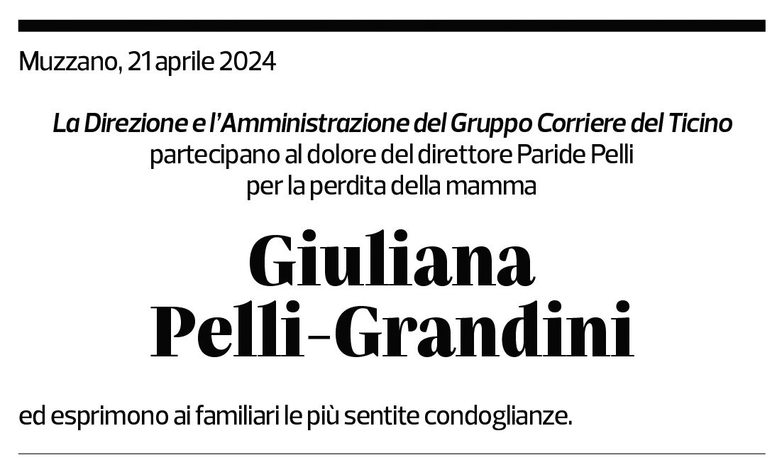 Annuncio funebre Giuliana Pelli-grandini