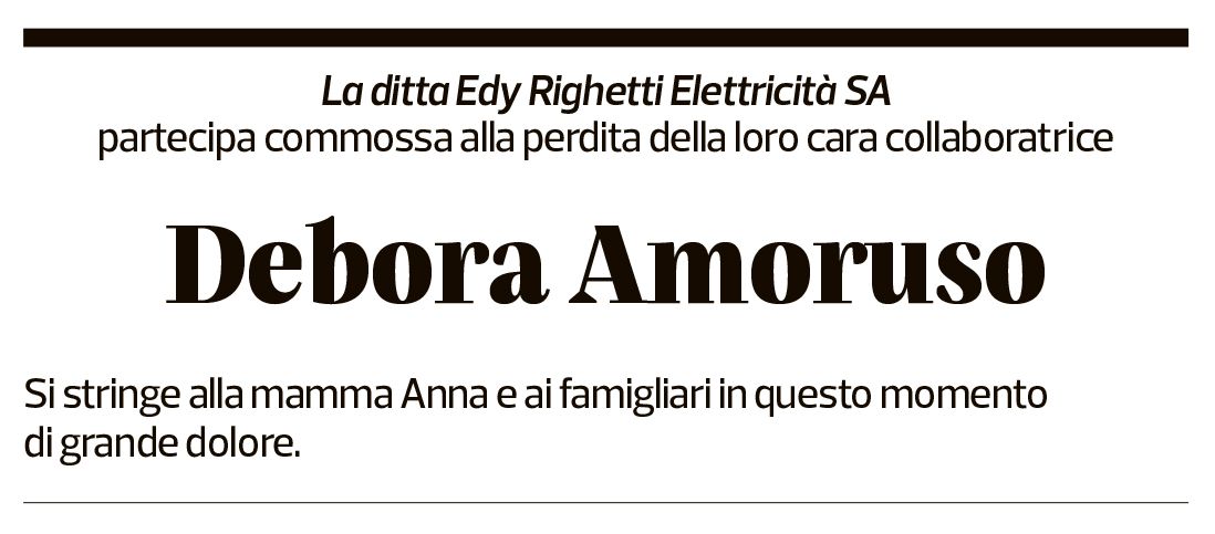 Annuncio funebre Debora Amoruso