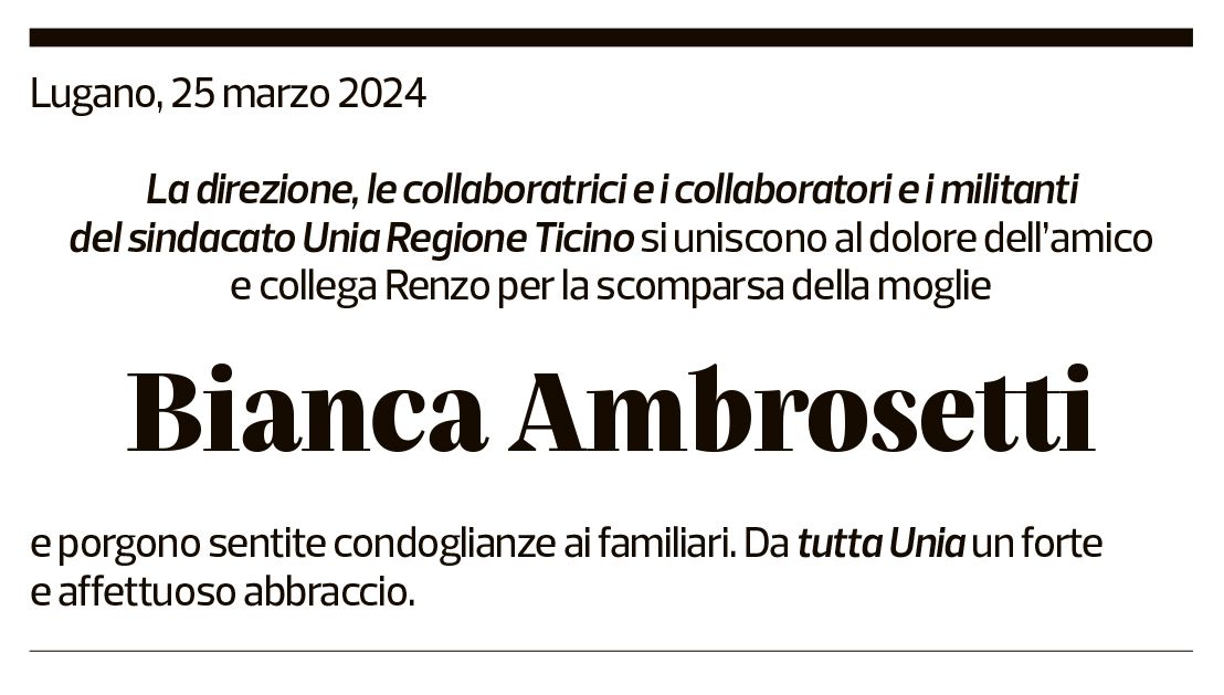 Annuncio funebre Bianca Ambrosetti