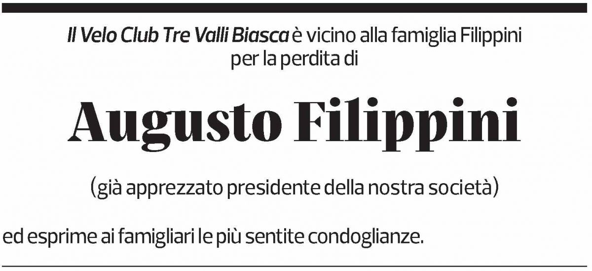 Annuncio funebre Augusto Filippini