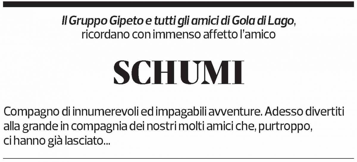 Annuncio funebre Adelio Storni
