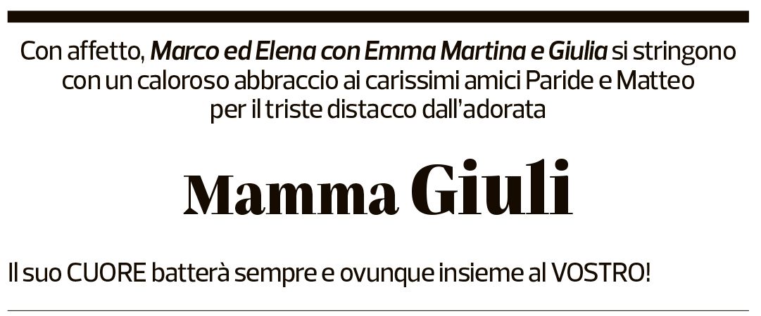 Annuncio funebre Giuliana Pelli-grandini