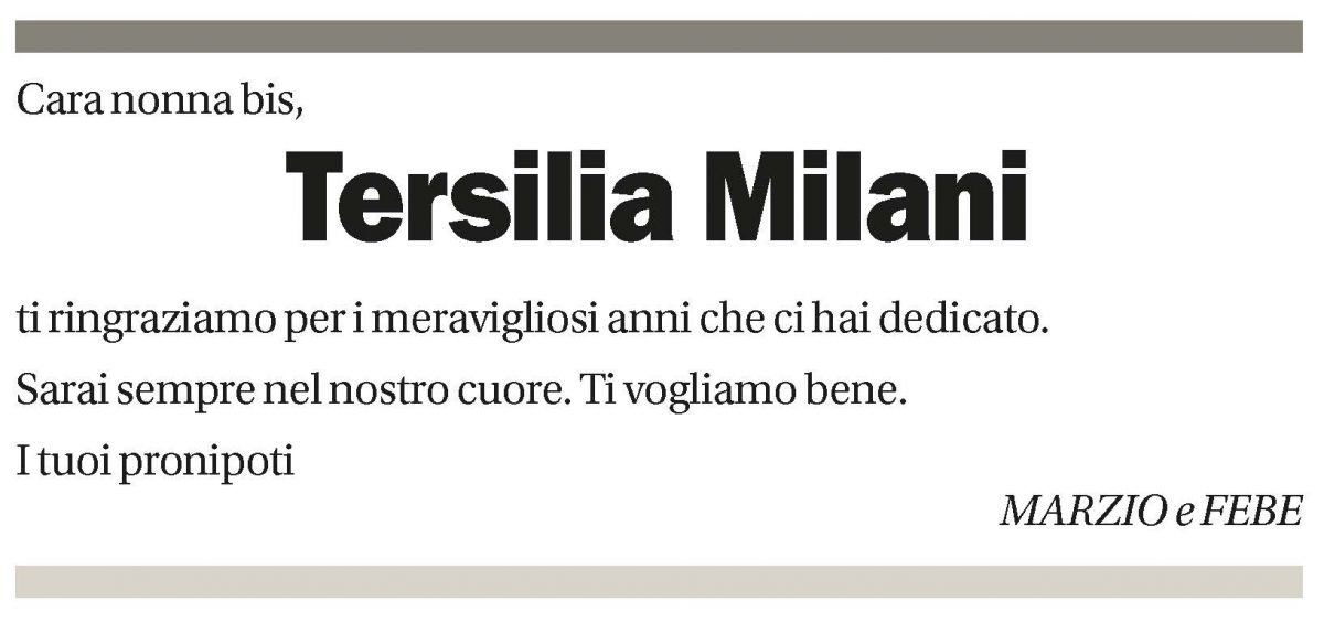 Annuncio funebre Tersilia Milani
