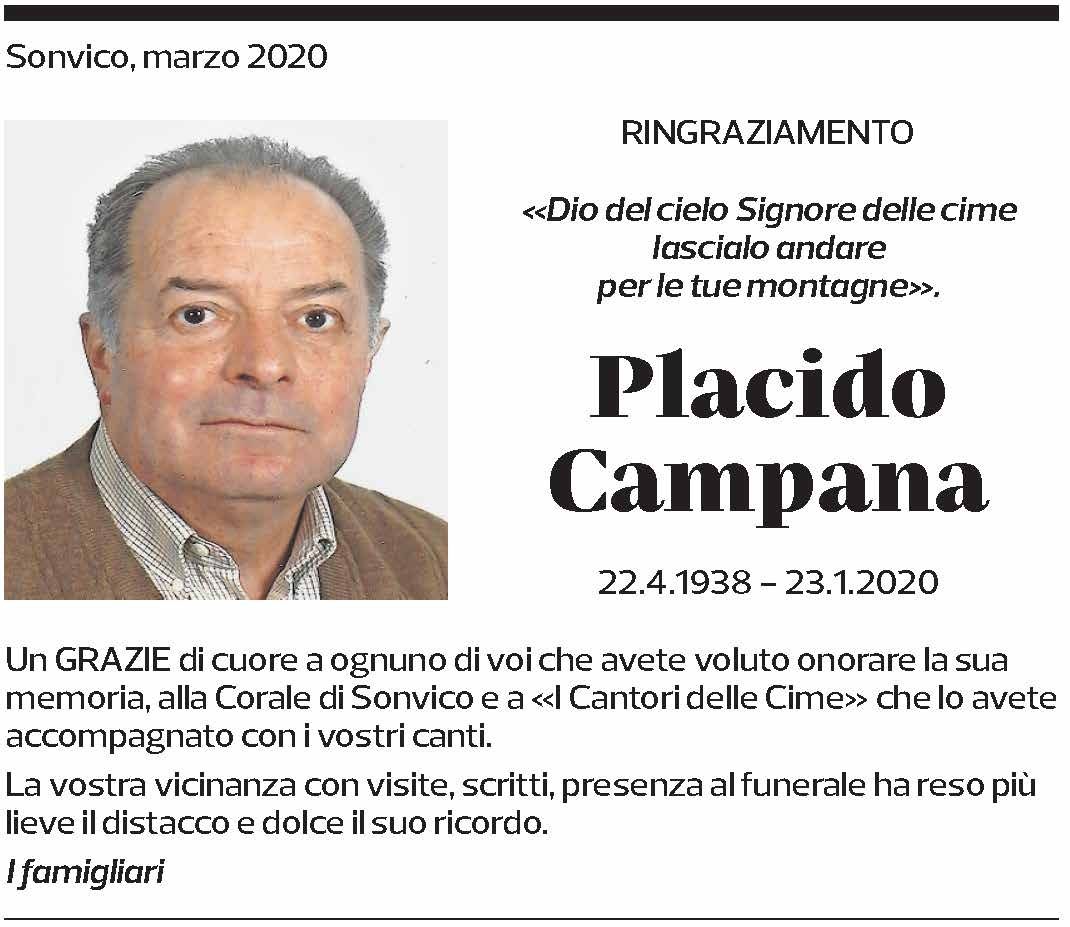 Annuncio funebre Placido Campana