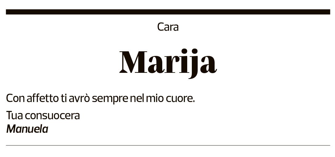 Annuncio funebre Marija 