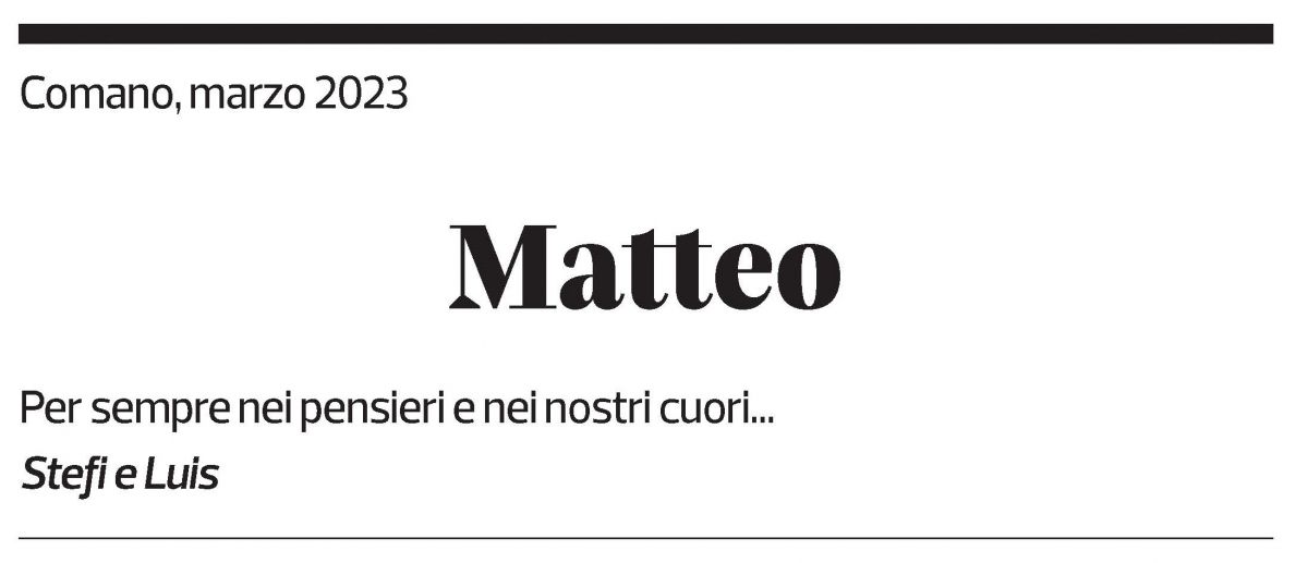 Annuncio funebre Matteo Corengia