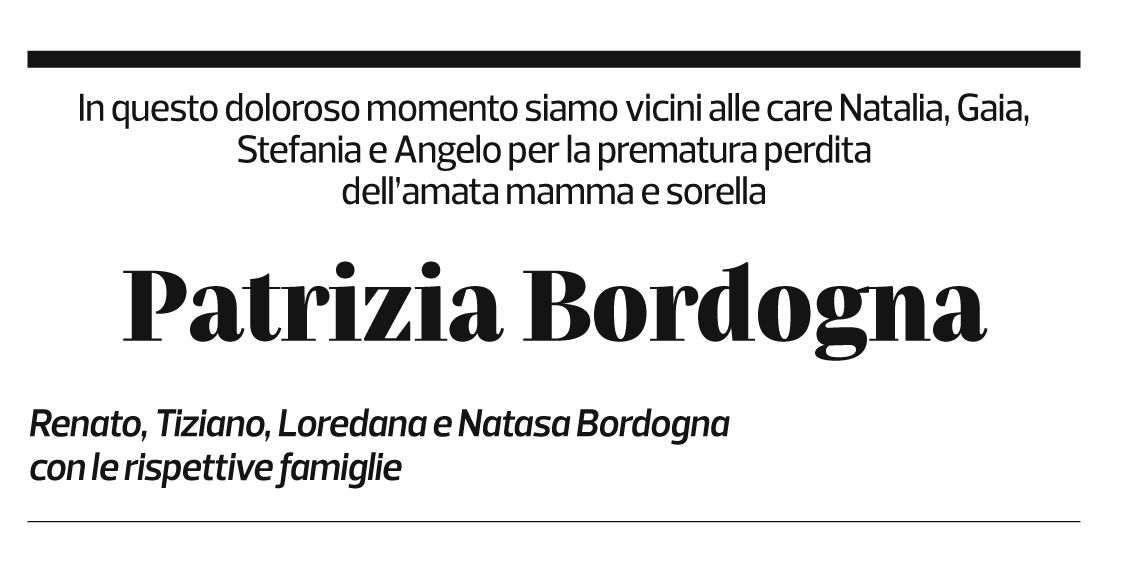 Annuncio funebre Patrizia Bordogna