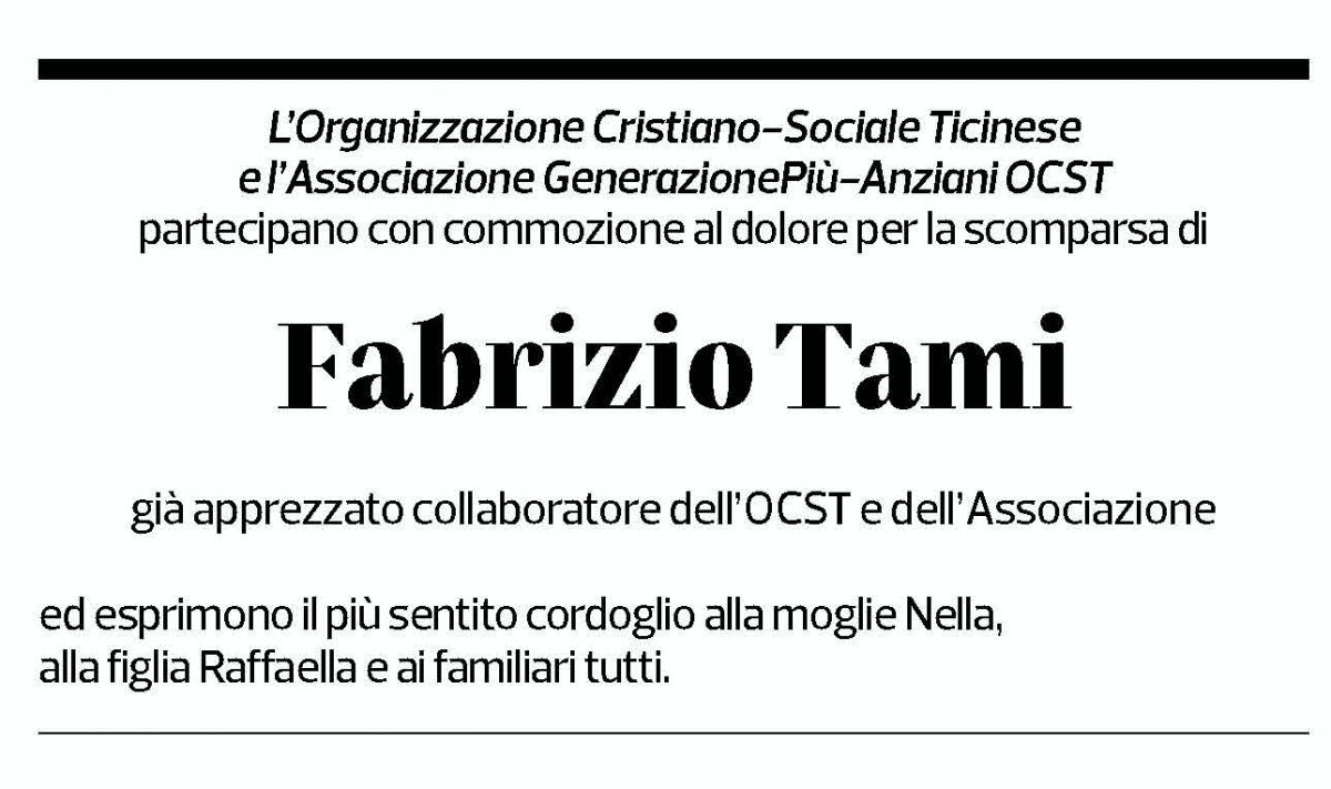 Annuncio funebre Fabrizio Tami