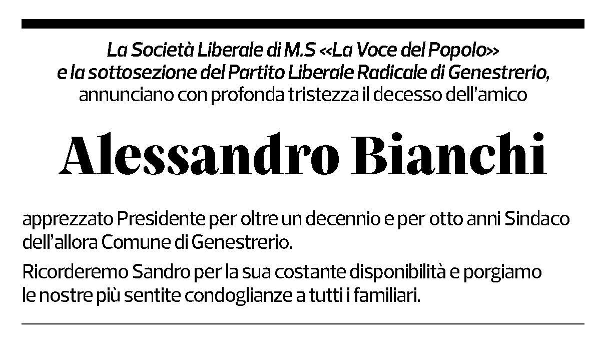 Annuncio funebre Alessandro Bianchi