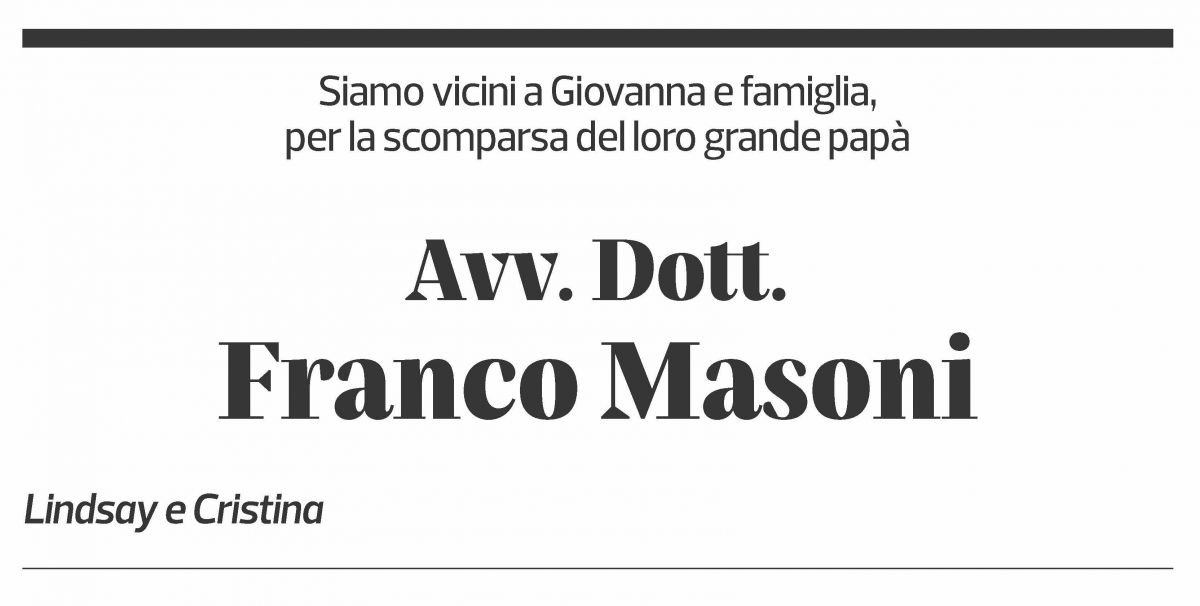 Annuncio funebre Franco Masoni