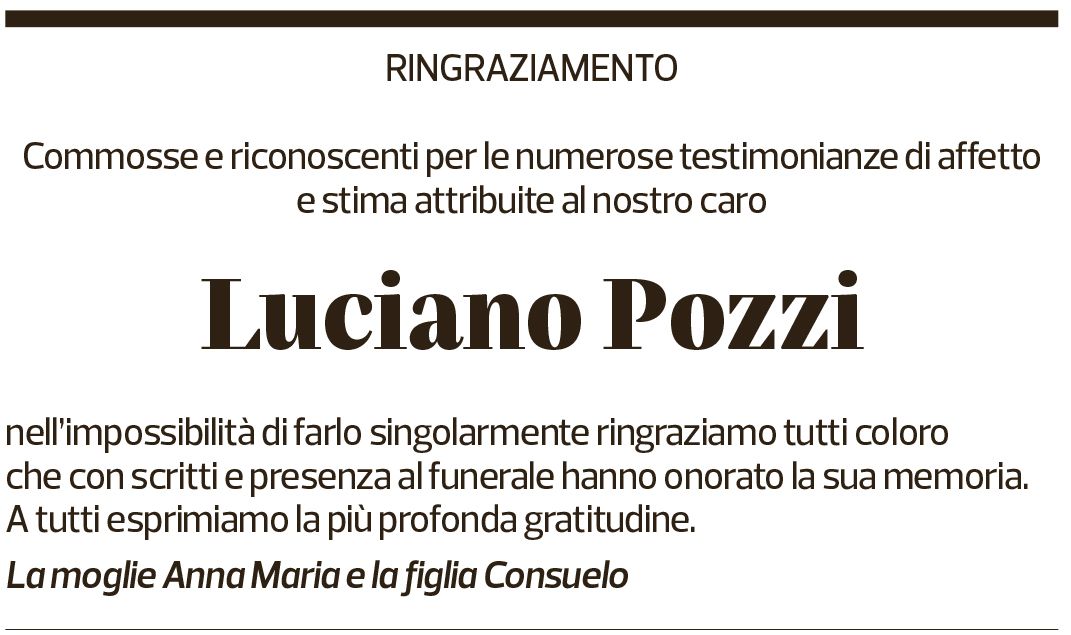 Annuncio funebre Luciano Pozzi