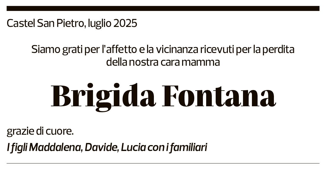 Annuncio funebre Brigida Fontana