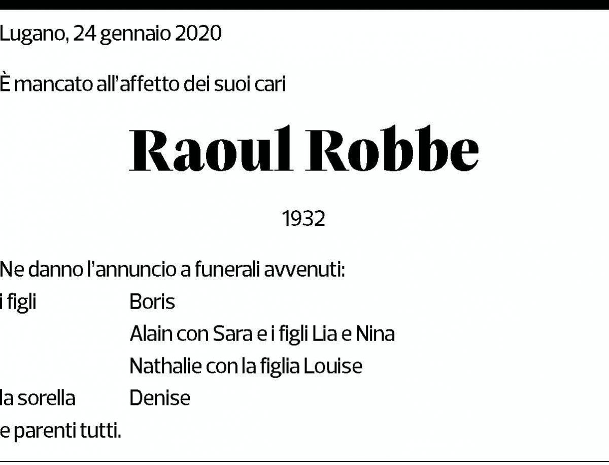 Annuncio funebre Raoul Robbe