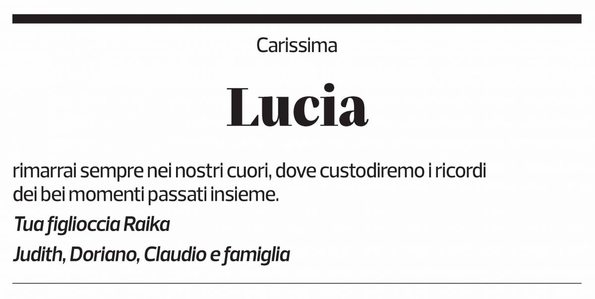 Annuncio funebre Lucia D'occhio