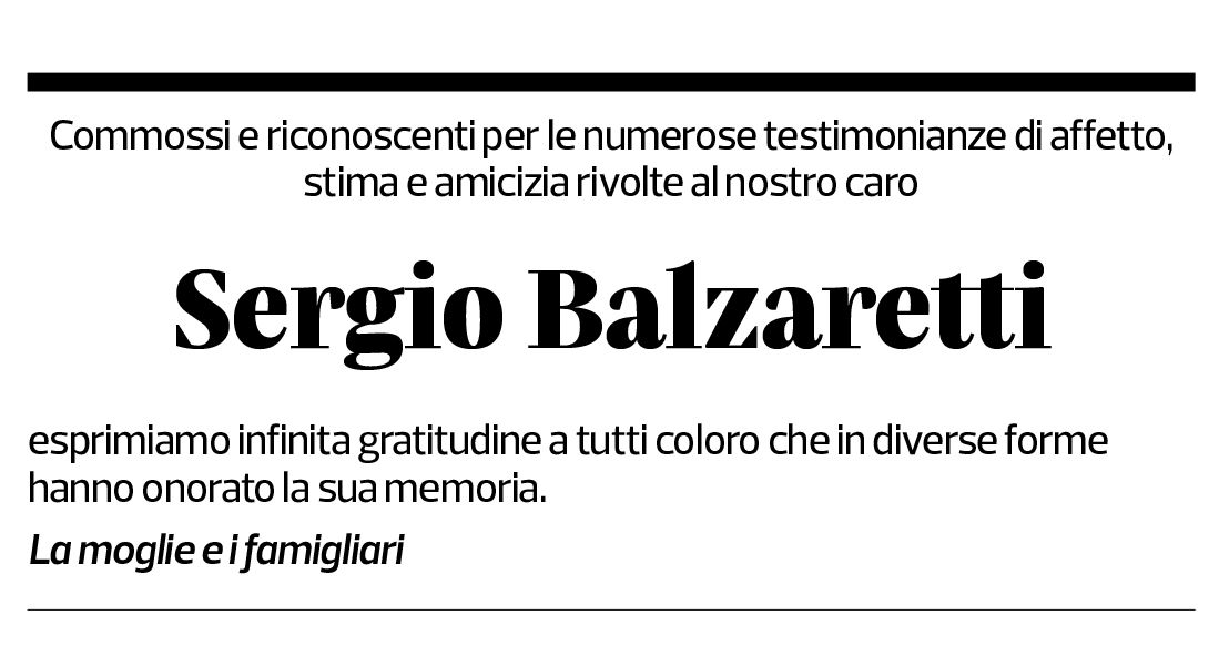 Annuncio funebre Sergio Balzaretti