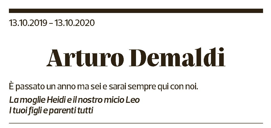 Annuncio funebre Arturo Demaldi