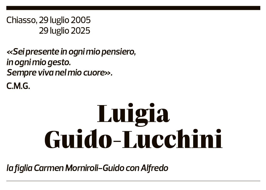 Annuncio funebre Luigia Guido-cecconi