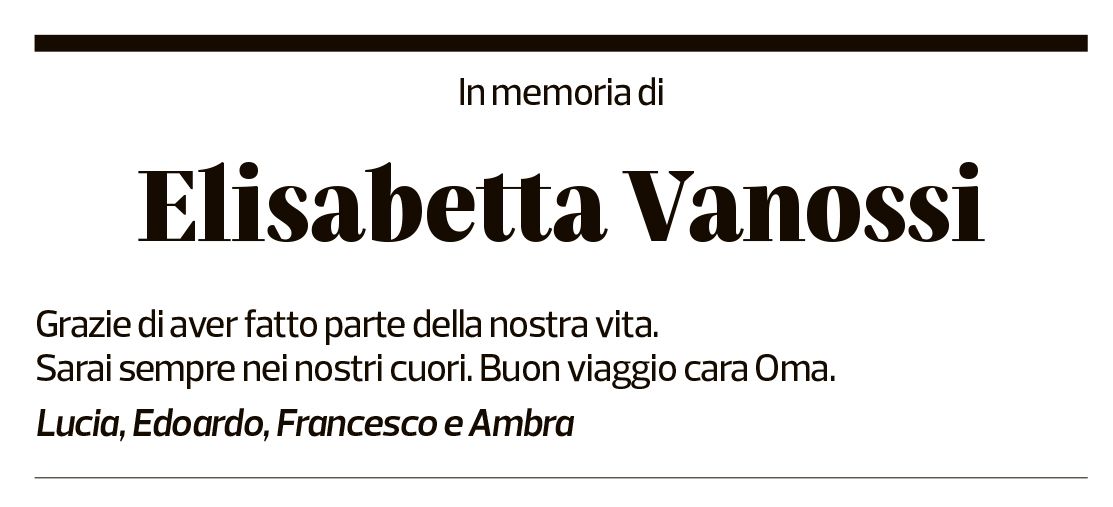 Annuncio funebre Elisabetta Vanossi