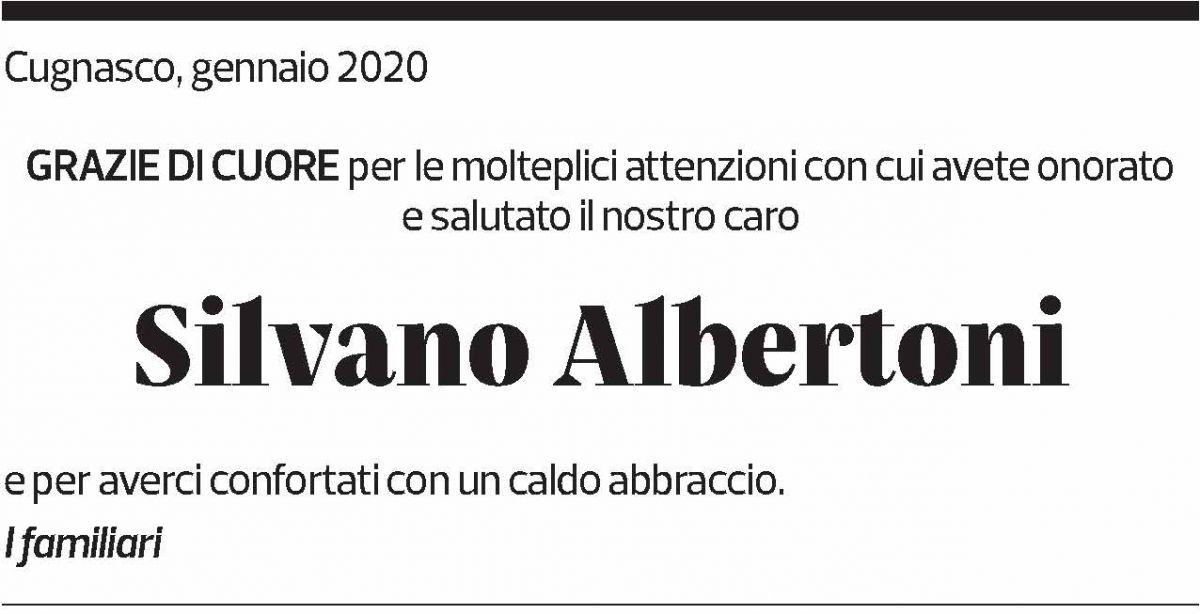Annuncio funebre Silvano Albertoni