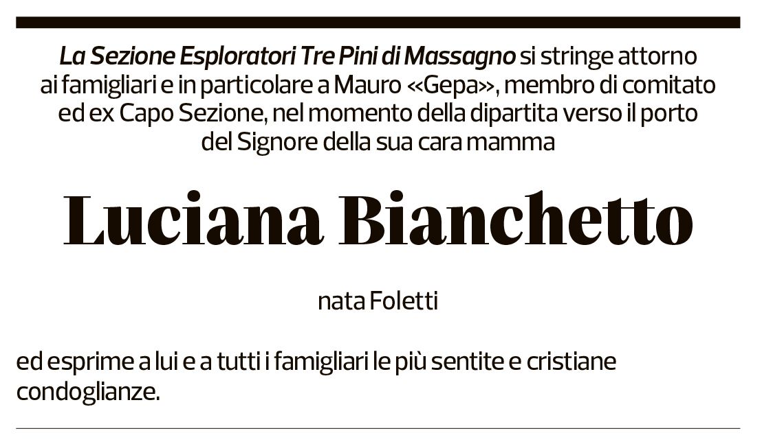 Annuncio funebre Luciana Bianchetto