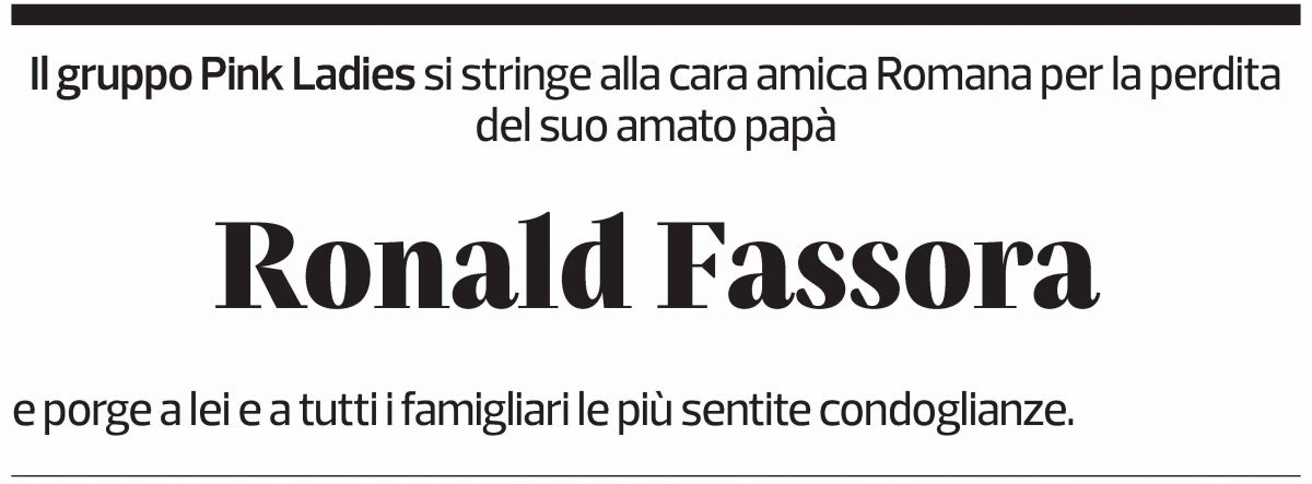 Annuncio funebre Ronald Fassora