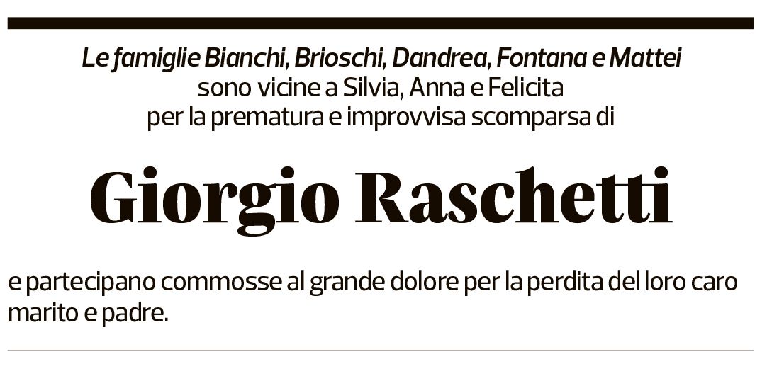 Annuncio funebre Giorgio Raschetti