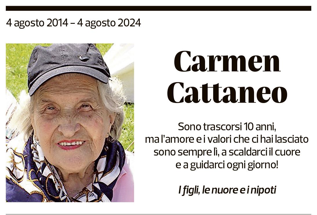 Annuncio funebre Carmen Cattaneo