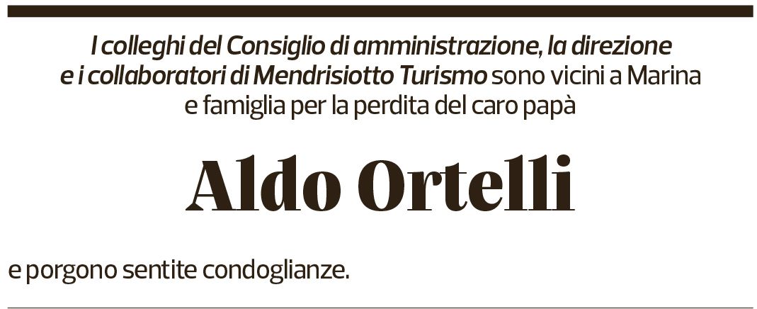 Annuncio funebre Aldo Ortelli