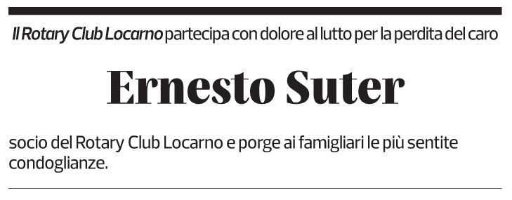 Annuncio funebre Ernesto Suter