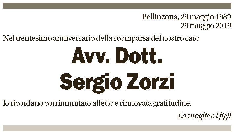 Annuncio funebre Sergio Zorzi