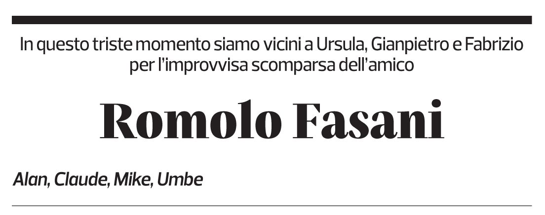 Annuncio funebre Romolo Fasani
