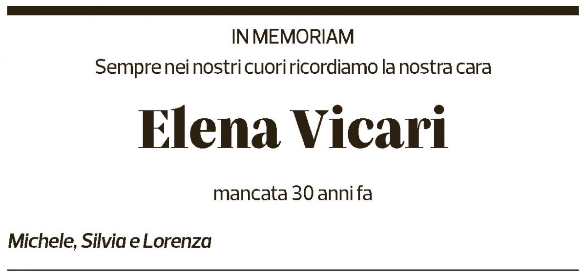Annuncio funebre Elena Vicari