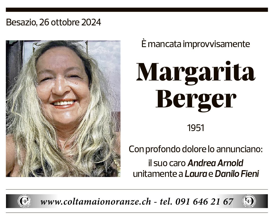 Annuncio funebre Margarita Berger