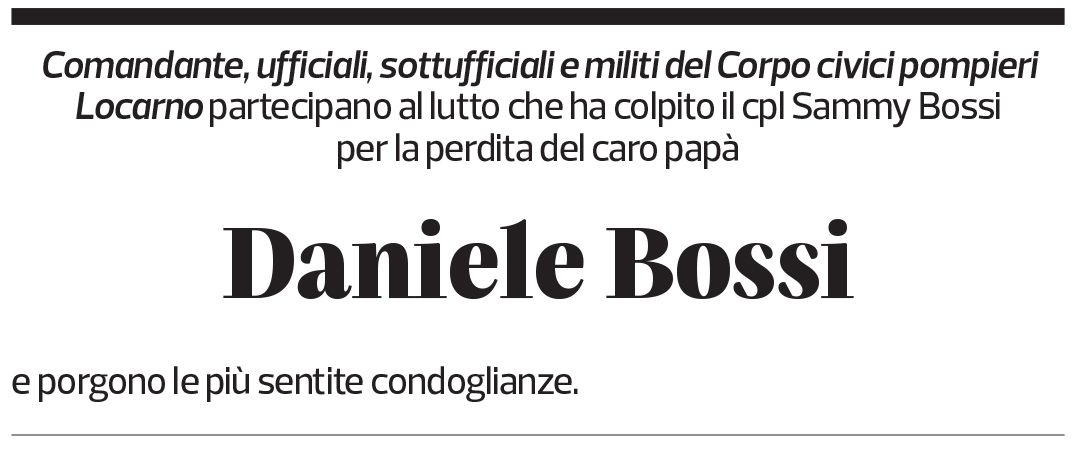 Annuncio funebre Daniele Bossi