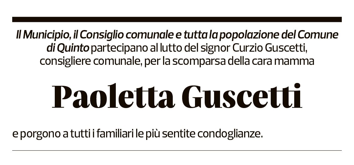 Annuncio funebre Paoletta Guscetti