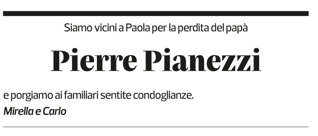 Annuncio funebre Pierre Pianezzi