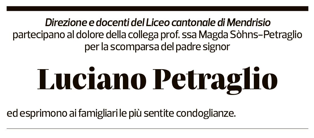 Annuncio funebre Luciano Petraglio