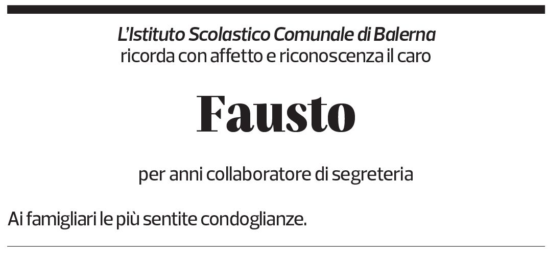 Annuncio funebre Fausto Bellini